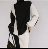 2 tone 2 pc high neck knitted set