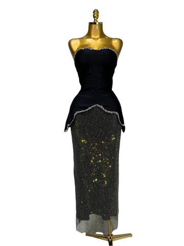 2pc rhinestone top and mesh skirt