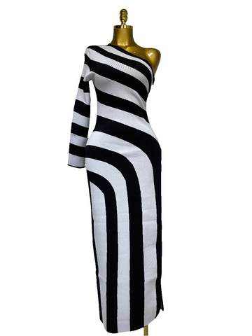 One Shoulder lacquered dress