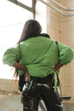 Detachable 2pc large lapel padded jacket (Green)