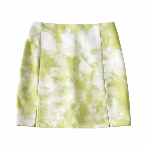 high waist tye dye print skirt