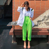 High waist cotton spring trousers