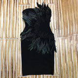 LBD Strapless feather bandage dress