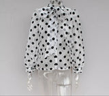 Large tie up bow polka dot organza blouse (as seen on @adrianagolimaš„)