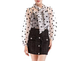 Large tie up bow polka dot organza blouse (as seen on @adrianagolimaš„)