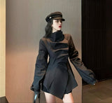 Chic irregular half high neck shirt