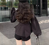 Chic irregular half high neck shirt