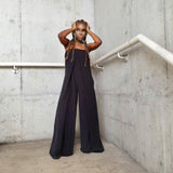 Black elegant Loose boat neck jumpsuit. As seen on🔥 Jennifer Anniston