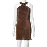 Cross halter mini summer dress