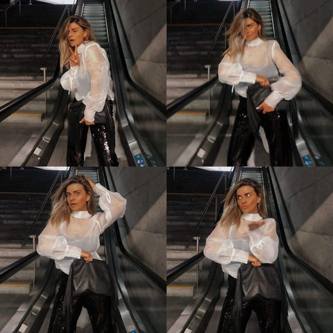 Wrap me up with a bow on top!- Large bow organza baloon blouse as seen on🔥 @adrianagolima