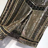 Retro sequinned bohemian back slit skirt