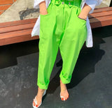 High waist cotton spring trousers