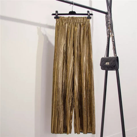 FEELING STUDIO 54? - GOLD METTALIC PLEATED PANTS