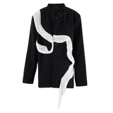 Ruched 3D ribbon applique blazer