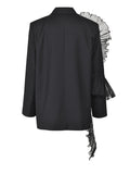 Organza ruffle lapel blazer
