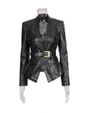 belted leather jacket