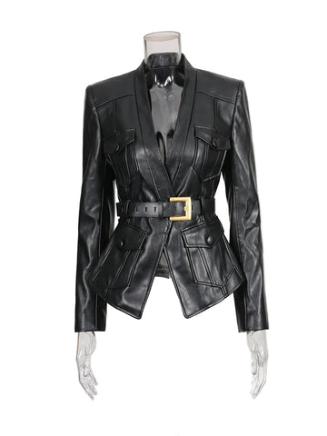 belted leather jacket