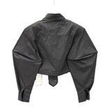 Cotton shirt with structured sleeves (black)