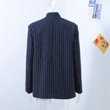 High neck striped blazer