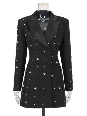 Double breasted diamonte blazer dress