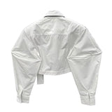 Cotton shirt with structured sleeves (white)