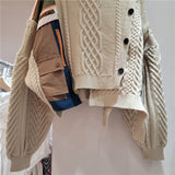 Patchwork irregular cardigan (Khaki)