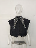 Sequin turn down collar shirt (Black)