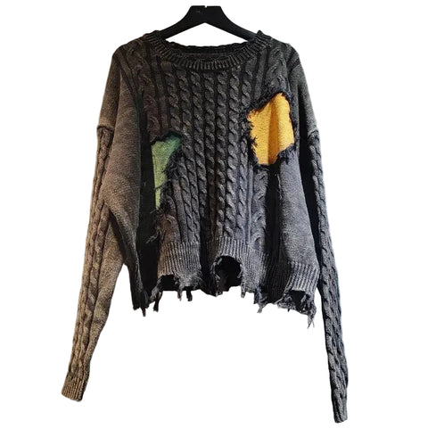 irregular patchwork knitwear (Yellow)