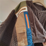 Patchwork irregular cardigan (brown)