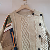 Patchwork irregular cardigan (Khaki)