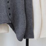 Irregular assymetric high neck buttoned down knit ( Grey)