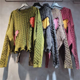 irregular patchwork knitwear (Yellow)