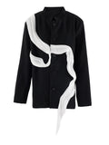 Ruched 3D ribbon applique blazer