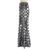 3d metallic glossy maxi skirt