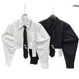 Cotton shirt with structured sleeves (white)