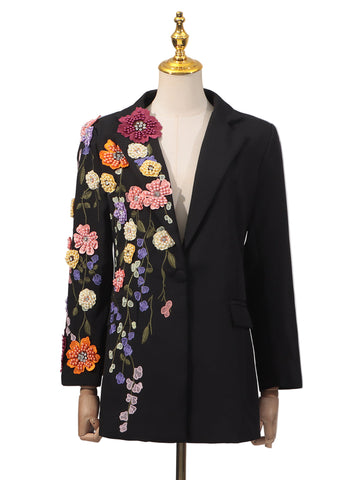3D flower applique blazer