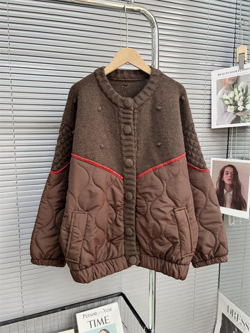 Knitted patchwork parka (Brown)