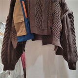 Patchwork irregular cardigan (brown)