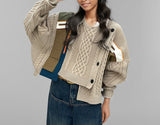 Patchwork irregular cardigan (Khaki)