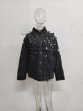 Sequinned beaded Embroidery denim jacket