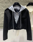2 pc crop blazer and sweat shirt (Black)