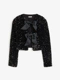 Lace up bow Sequin top (black)