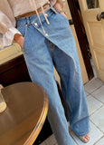 High waist irregular design jeans