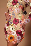 Flower embroidery dress