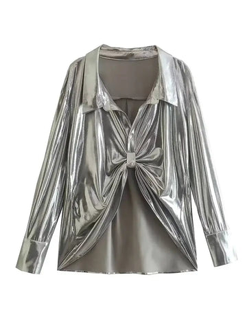 Metallic knotted top