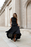 2pc ruffle top qnd skirt (Black)