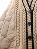 Patchwork quilted parka coat