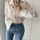 loose fit Lace hollow out shirt