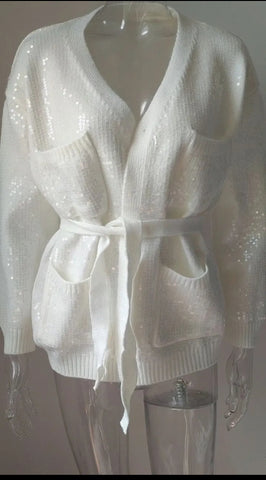 Sequinned knitted cardigan