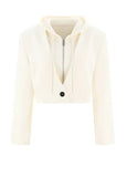 2 pc crop blazer and sweat shirt (Cream)